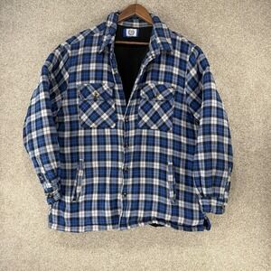 North 15 Insulated Flannel *Distressed/ Missing Button* Blue Plaid Shacket XL